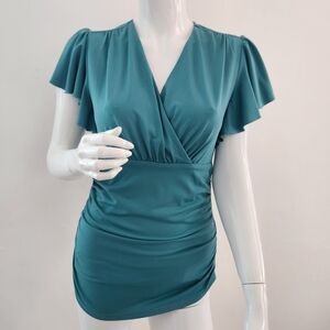 Grace Karin Small Emerald Wrap Blouse Elegant & Flattering